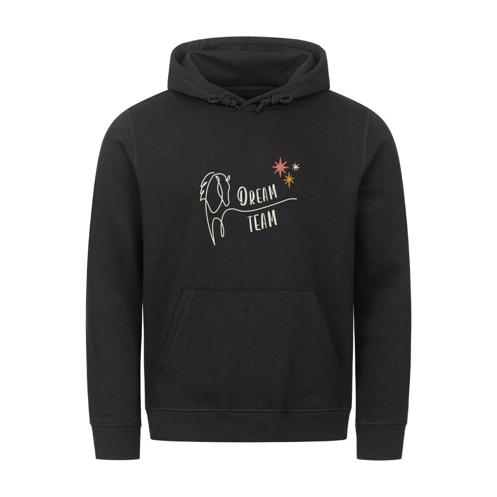 Organic Hoodie mit Spruch DREAM TEAM in Schwarz - vorne