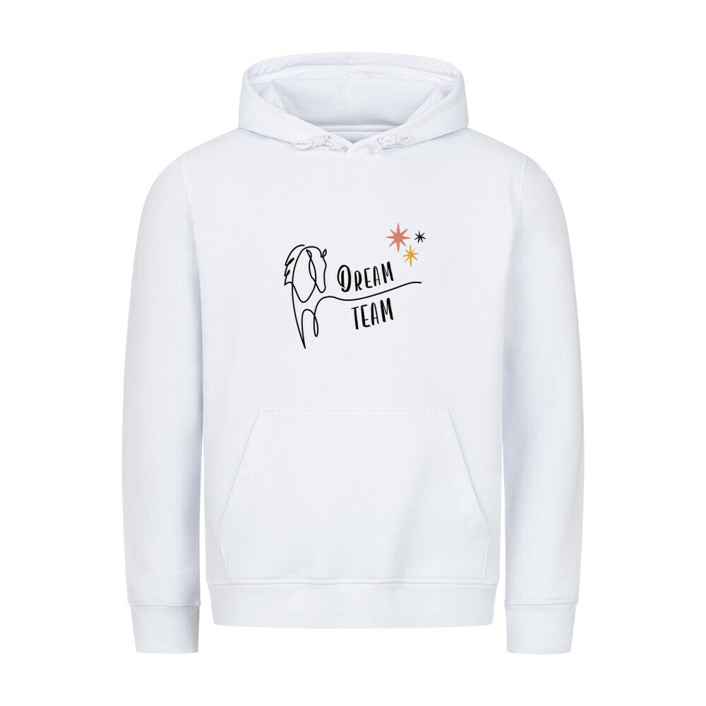 Organic Hoodie mit Spruch DREAM TEAM in Weiss - vorne