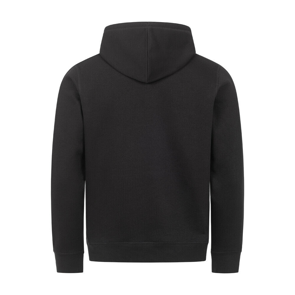 Organic Herren-Hoodie mit Spruch UNLIMITED FARRIER SKILLS in Schwarz hinten - unbedruckt