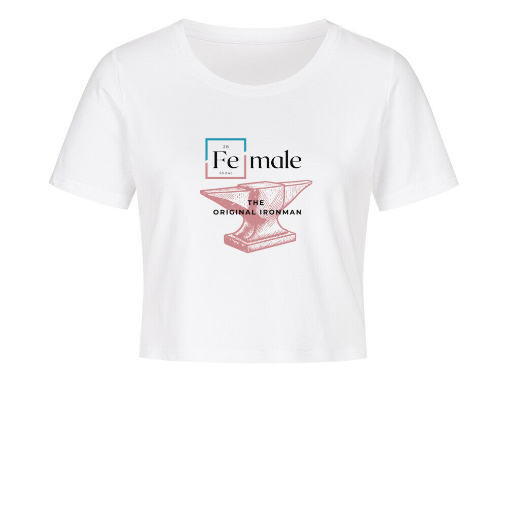 Cropped Shirt mit Spruch FEMALE in Weiss vorne