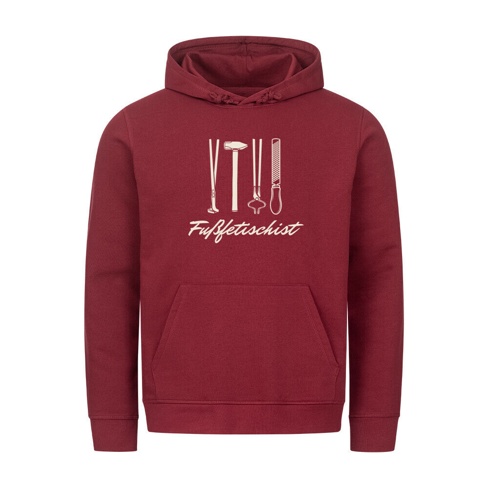 Organic Herren-Hoodie mit Spruch FUSSFETISCHISTin Rot - vorne
