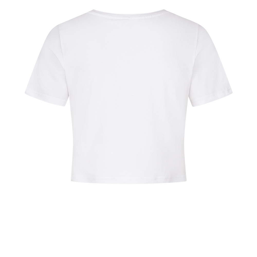 Cropped Shirt mit Spruch LUCKY GIRL in Weiss hinten - unbedruckt