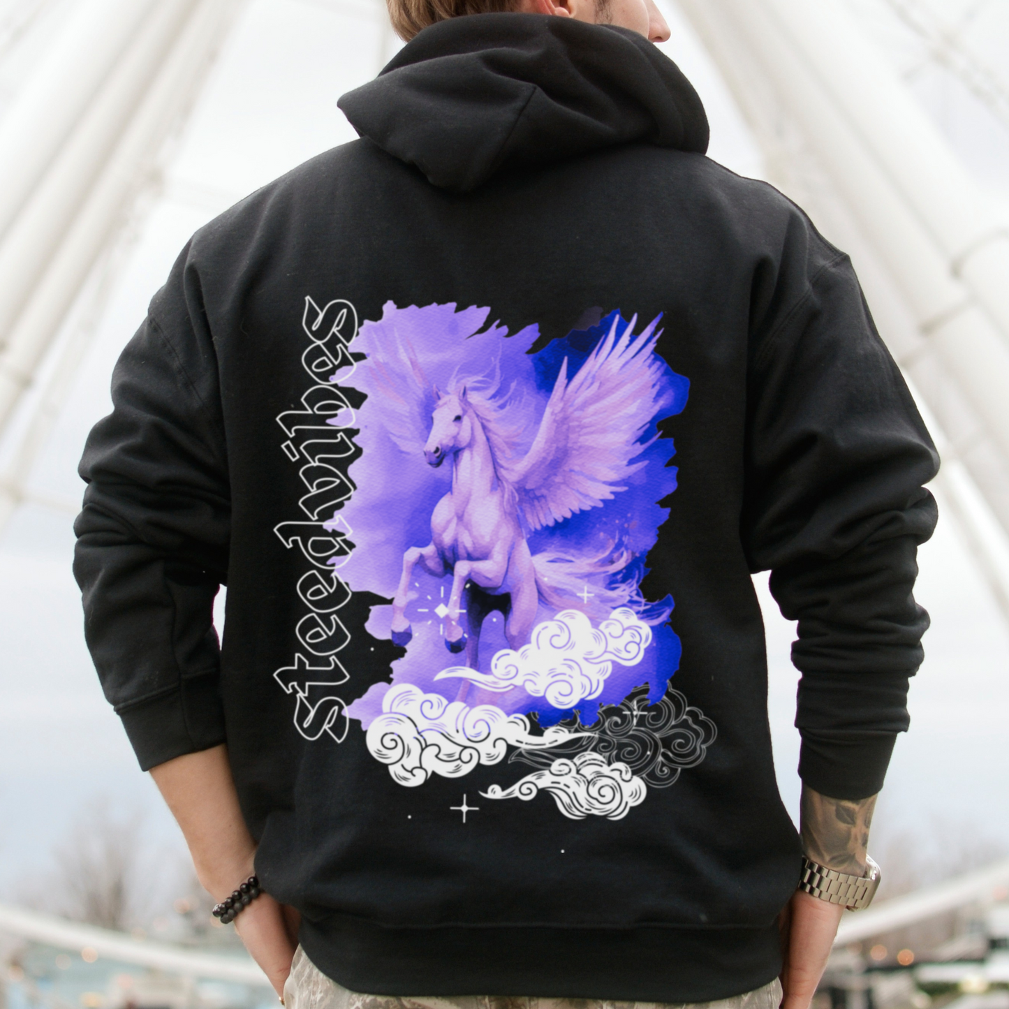 Oversized Herren-Hoodie - STEEDVIBES PEGASUS