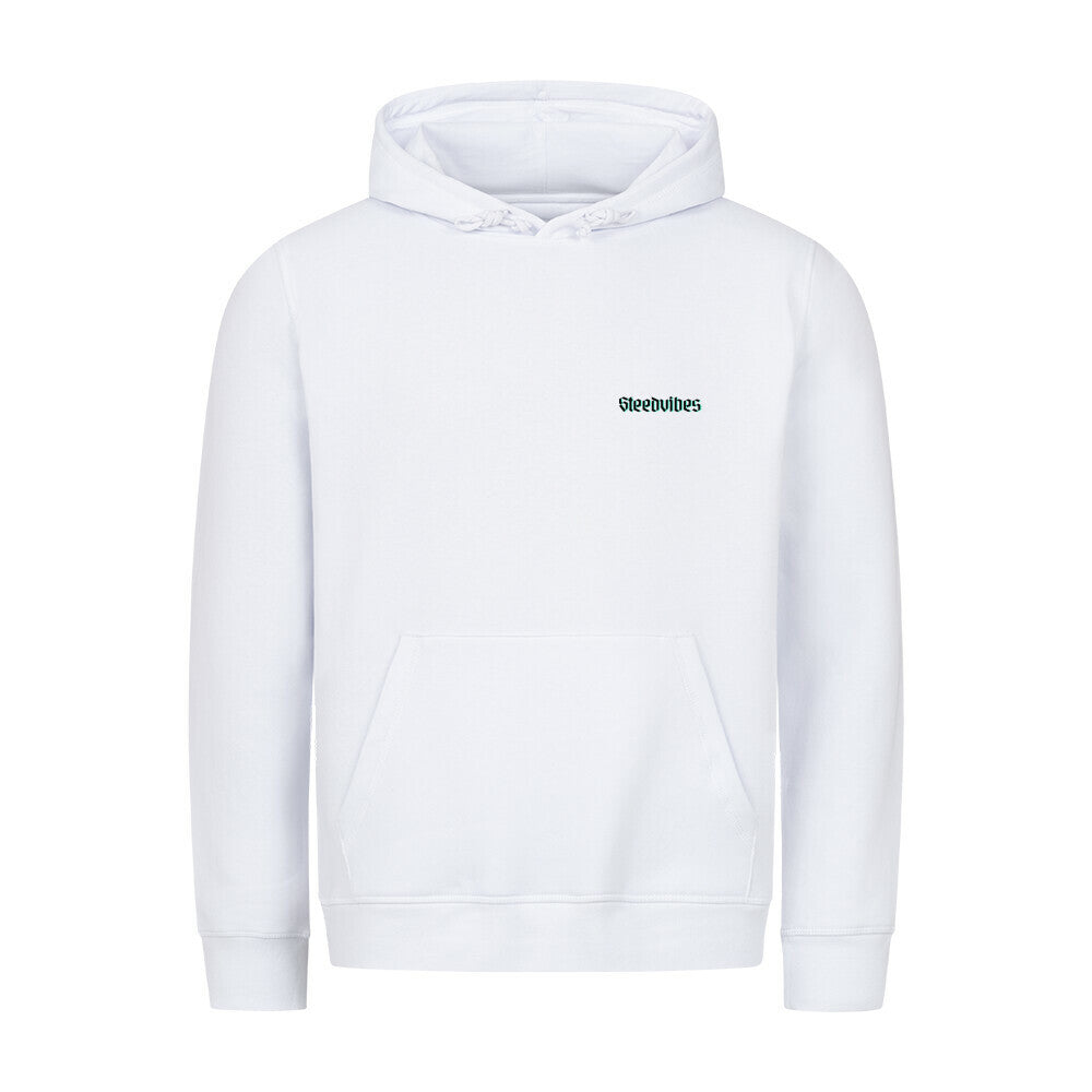 Organic SKILLED LEGEND Hoodie mit Schriftzug in Weiss - vorne