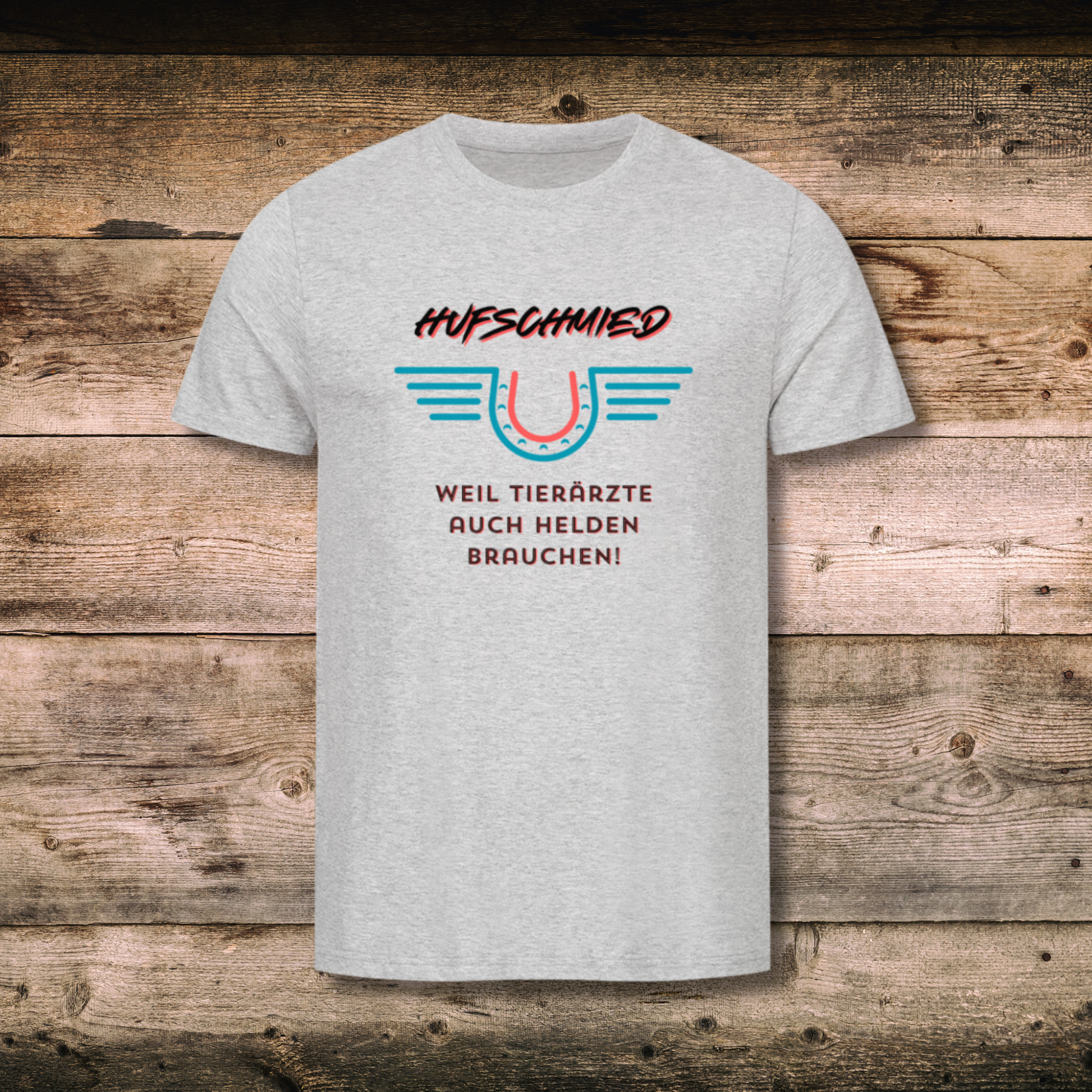 Fitted Herren-BIO-Shirt mit Spruch HELDEN in Grau auf Holz