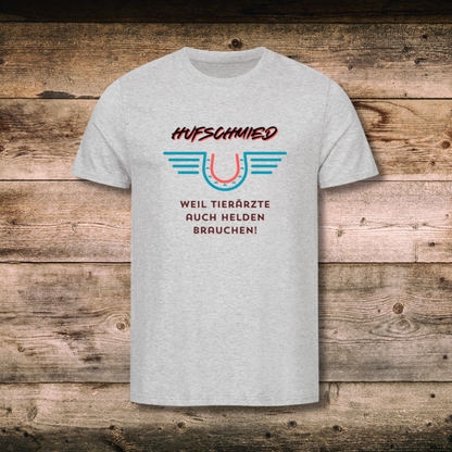 Fitted Herren-BIO-Shirt mit Spruch HELDEN in Grau auf Holz