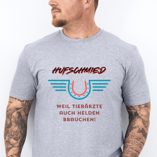 Mockup - Fitted Herren-BIO-Shirt mit Spruch HELDEN in Grau