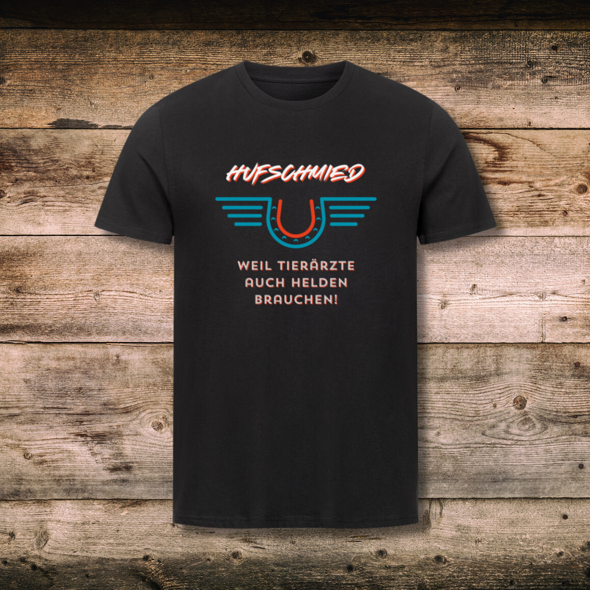 Fitted Herren-BIO-Shirt mit Spruch HELDEN in Schwarz auf Holz