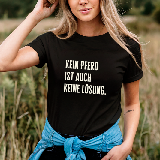 Mockup - Organic Shirt mit Spruch KEIN PFERD in Schwarz