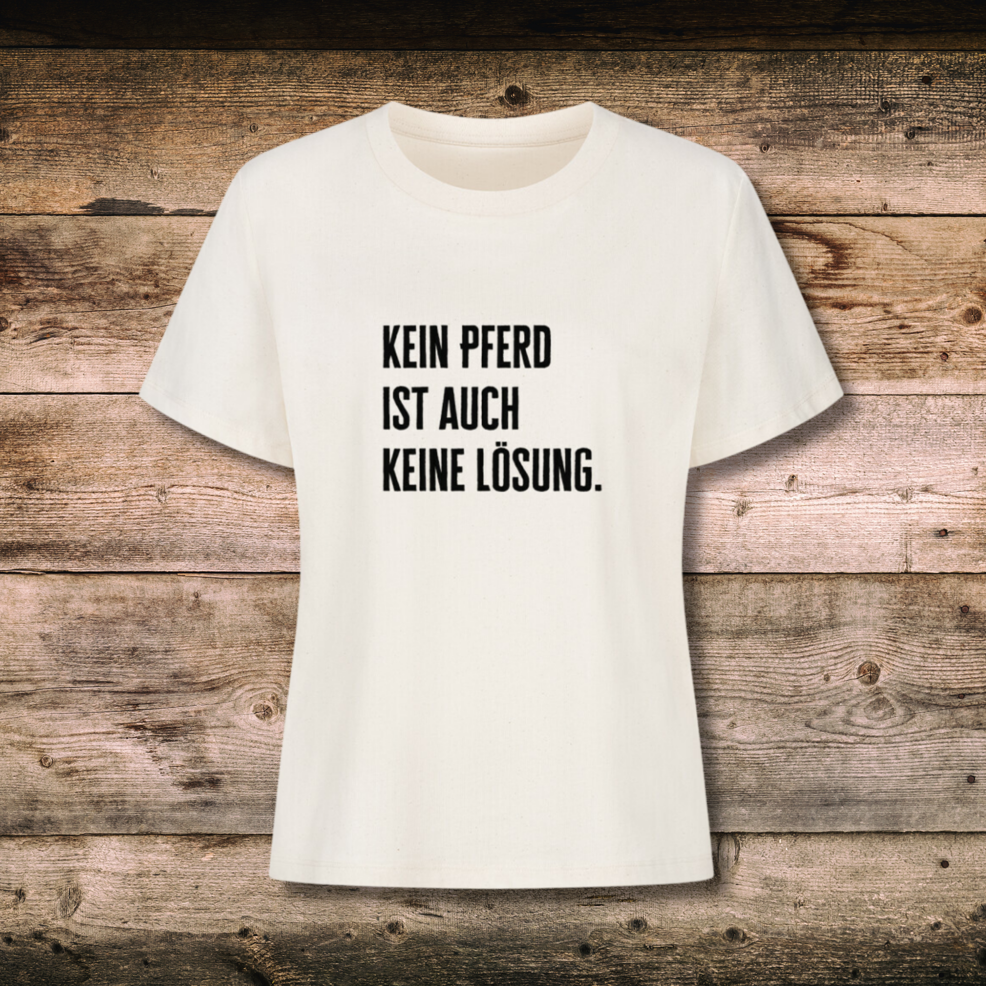 Organic Shirt mit Spruch KEIN PFERD in Natural - vorne