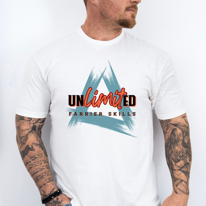 Mockup - Fitted Herren-Bio-Shirt mit Spruch FARRIER SKILLS in Weiss
