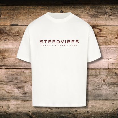 Oversized Herren-Shirt mit Basic Logo in Weiß auf Holz