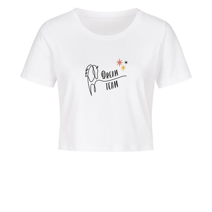 Cropped Shirt mit Spruch DREAM TEAM in Weiss - vorne