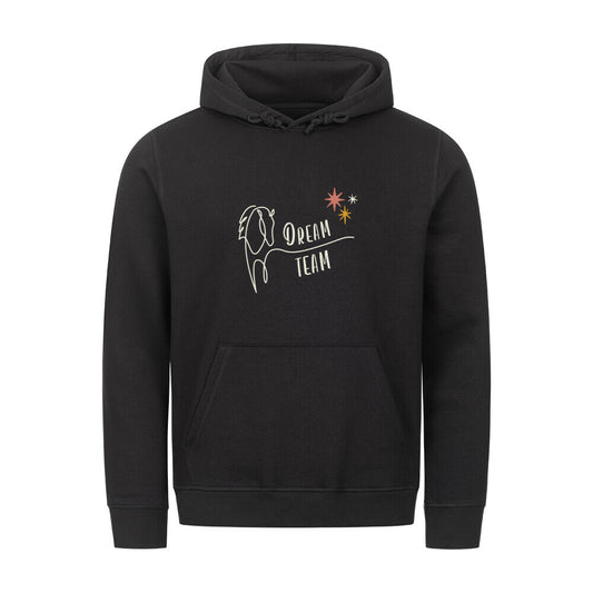 Organic Hoodie mit Spruch DREAM TEAM in Schwarz - vorne