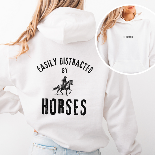 Mockup - Oversized Damen-Hoodie EASILY DISTRACTED Weiss