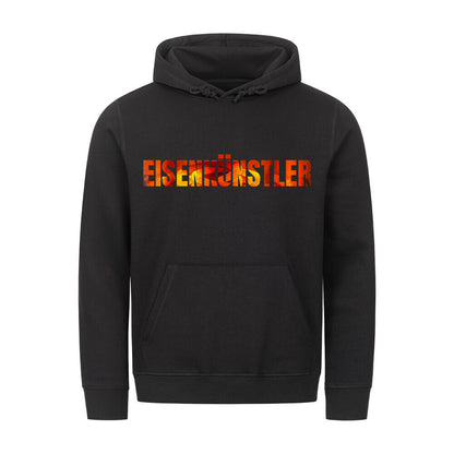 Organic Herren-Hoodie mit Spruch EISENKÜNSTLER in Schwarz - vorne