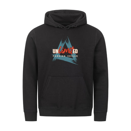 Organic Herren-Hoodie mit Spruch UNLIMITED FARRIER SKILLS in Schwarz - vorne