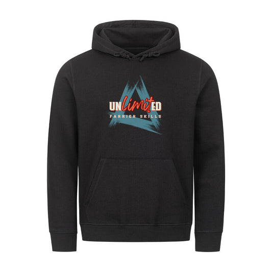 Organic Herren-Hoodie mit Spruch UNLIMITED FARRIER SKILLS in Schwarz - vorne