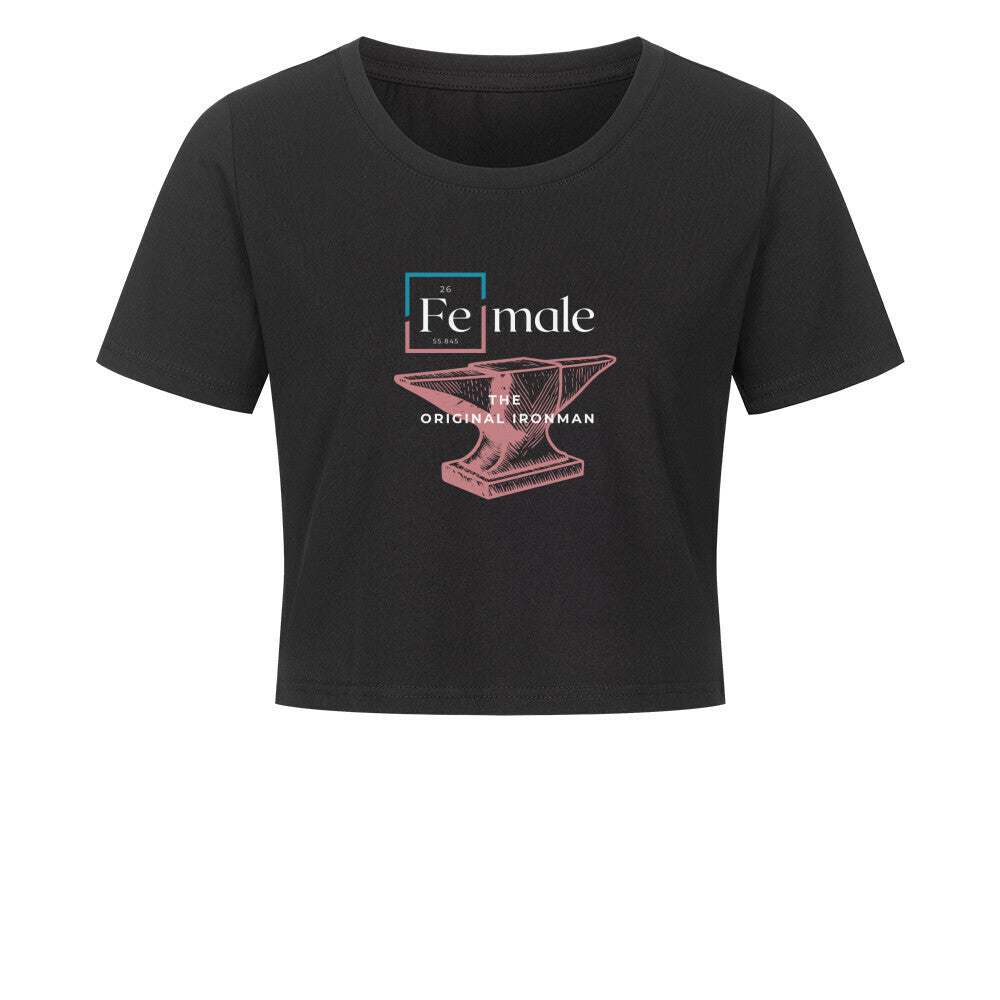 Cropped Shirt mit Spruch FEMALE in Schwarz vorne