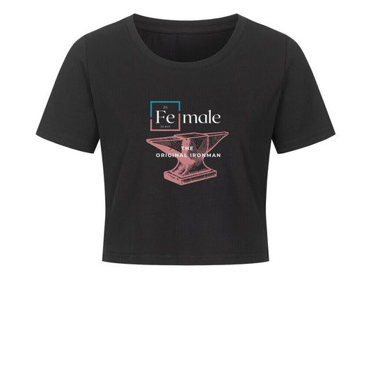 Cropped Shirt mit Spruch FEMALE in Schwarz vorne