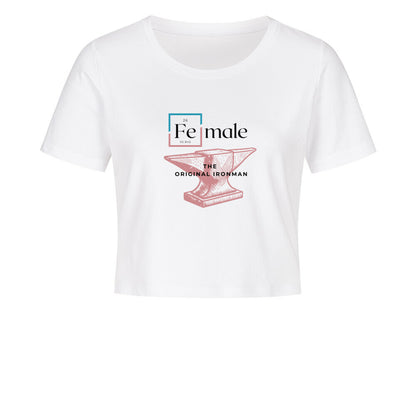 Cropped Shirt mit Spruch FEMALE in Weiss vorne