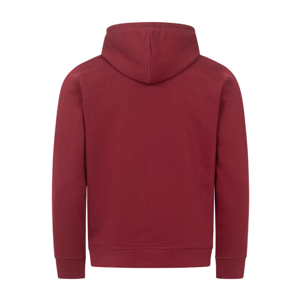 Organic Herren-Hoodie mit Spruch FUSSFETISCHIST in Rot hinten - unbedruckt