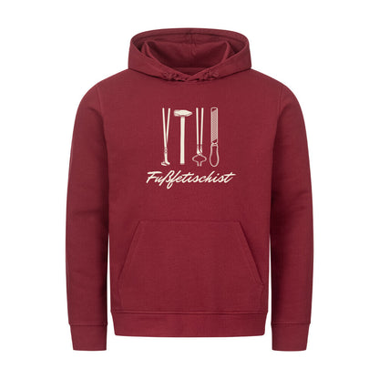 Organic Herren-Hoodie mit Spruch FUSSFETISCHISTin Rot - vorne