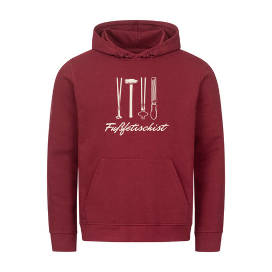 Organic Herren-Hoodie mit Spruch FUSSFETISCHISTin Rot - vorne
