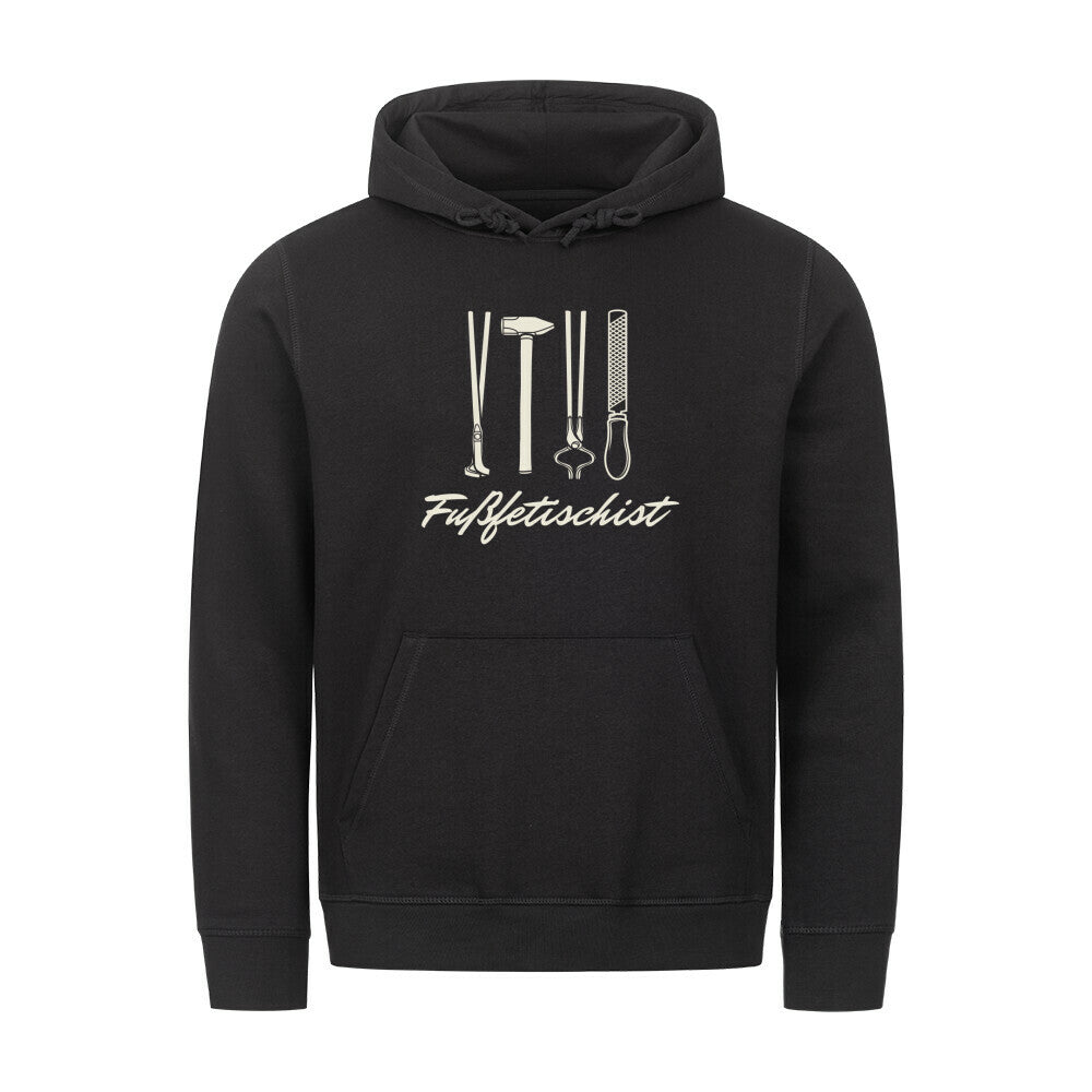Organic Herren-Hoodie mit Spruch FUSSFETISCHISTin Schwarz - vorne