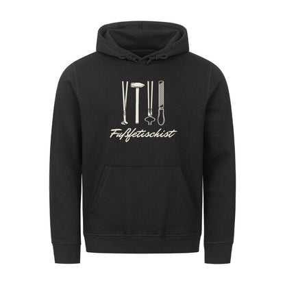Organic Herren-Hoodie mit Spruch FUSSFETISCHISTin Schwarz - vorne