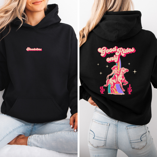 Mockup - Oversized Damen-Hoodie GOOD RIDES in Schwarz
