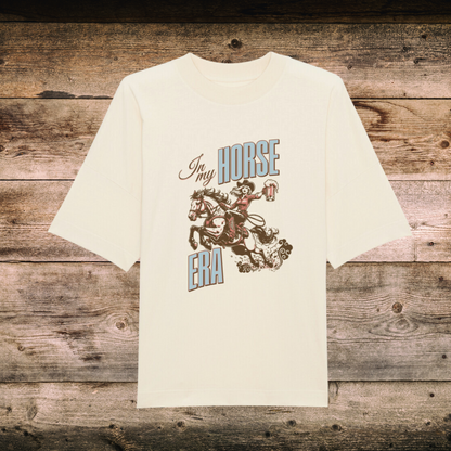 Oversized Damen-Shirt HORSE ERA in Natural auf Holz