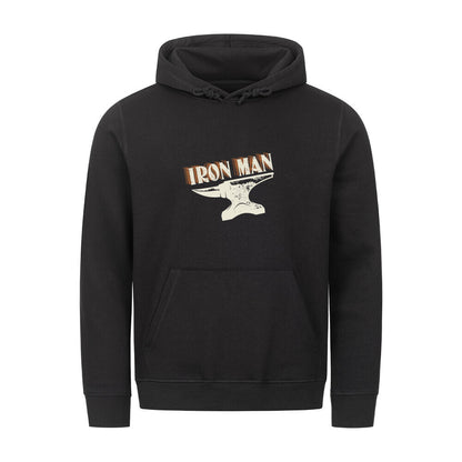 Organic Herren-Hoodie mit Spruch IRON MAN in Schwarz - vorne