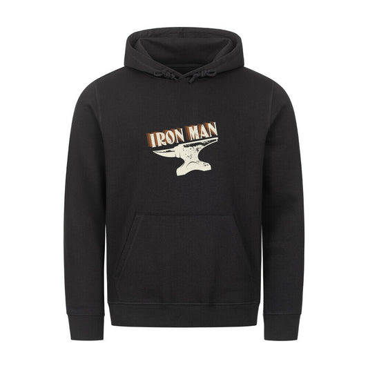 Organic Herren-Hoodie mit Spruch IRON MAN in Schwarz - vorne