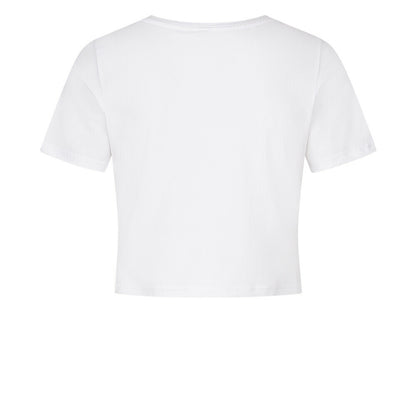 Cropped Shirt mit Spruch KEIN PFERD IST AUCH KEINE LÖSUNG in Weiss hinten - unbedruckt