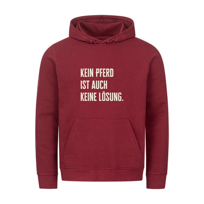 Organic Hoodie mit Spruch KEIN PFERD IST AUCH KEINE LÖSUNG in Rot - vorne