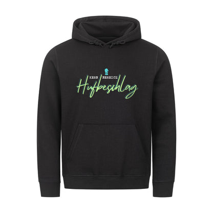 Organic Hoodie mit Spruch KERNBEREICH HUFBESCHLAG in Schwarz - vorne