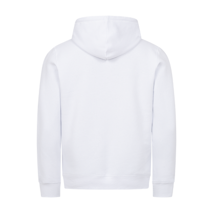 Organic Hoodie mit Spruch KERNBEREICH HUFBESCHLAG in Weiss hinten - unbedruckt