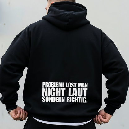 Oversized Premium-Hoodie RICHTIG in Schwarz - hinten