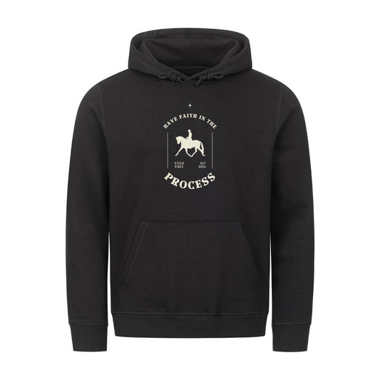 Organic Hoodie mit Spruch HAVE FAITH IN THE PROCESS in Schwarz - vorne