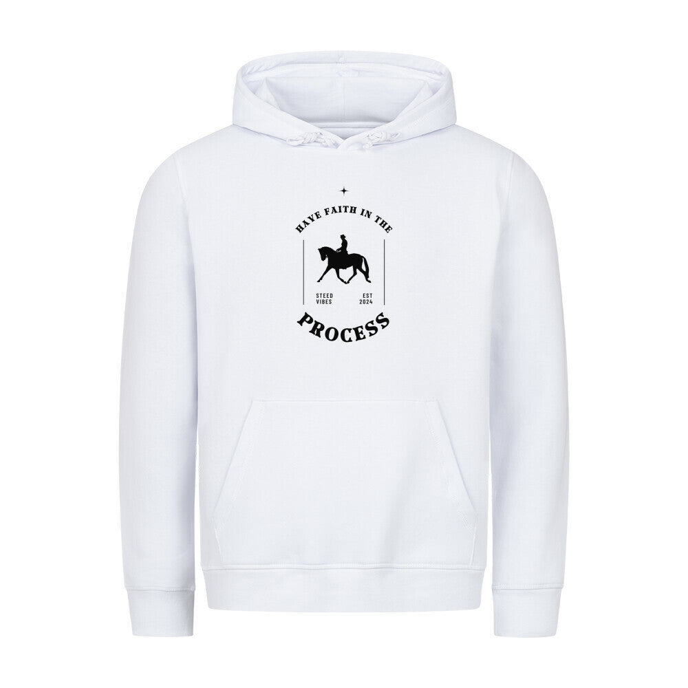 Organic Hoodie mit Spruch HAVE FAITH IN THE PROCESS in Weiss - vorne