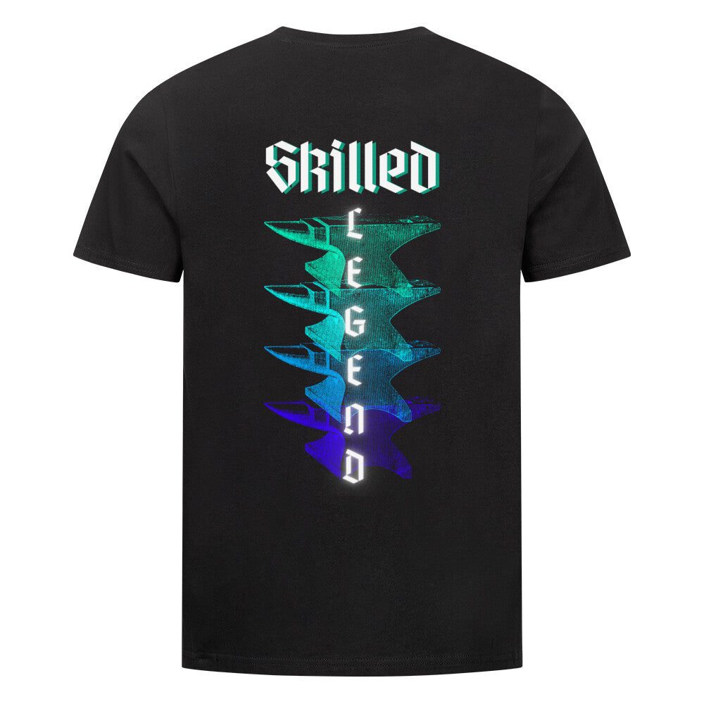 Fitted BIO-Shirt mit Spruch SKILLED LEGEND in Schwarz - hinten