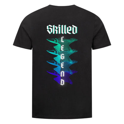 Fitted BIO-Shirt mit Spruch SKILLED LEGEND in Schwarz - hinten