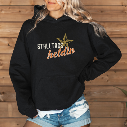 Mockup - Oversized Damen-Hoodie STALLTAGSHELDIN in Schwarz