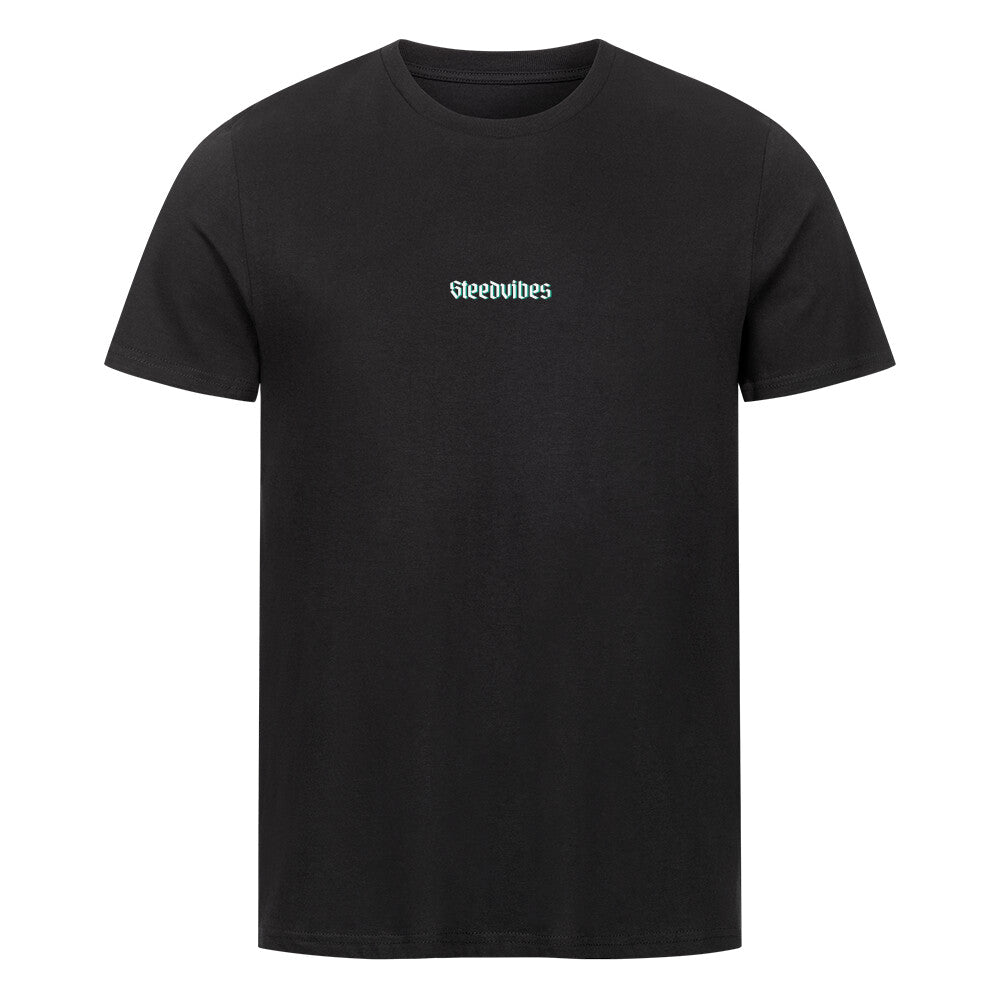 Fitted BIO-Shirt mit STEEDVIBES Schriftzug in Schwarz - vorne