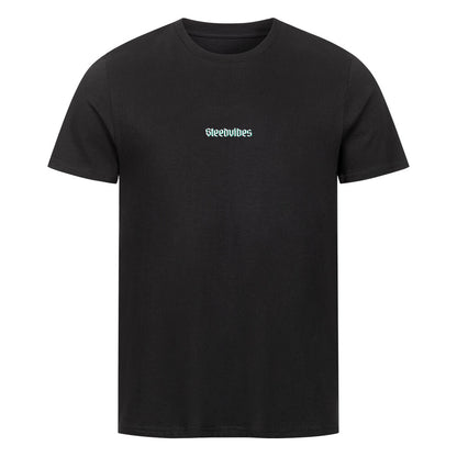 Fitted BIO-Shirt mit STEEDVIBES Schriftzug in Schwarz - vorne