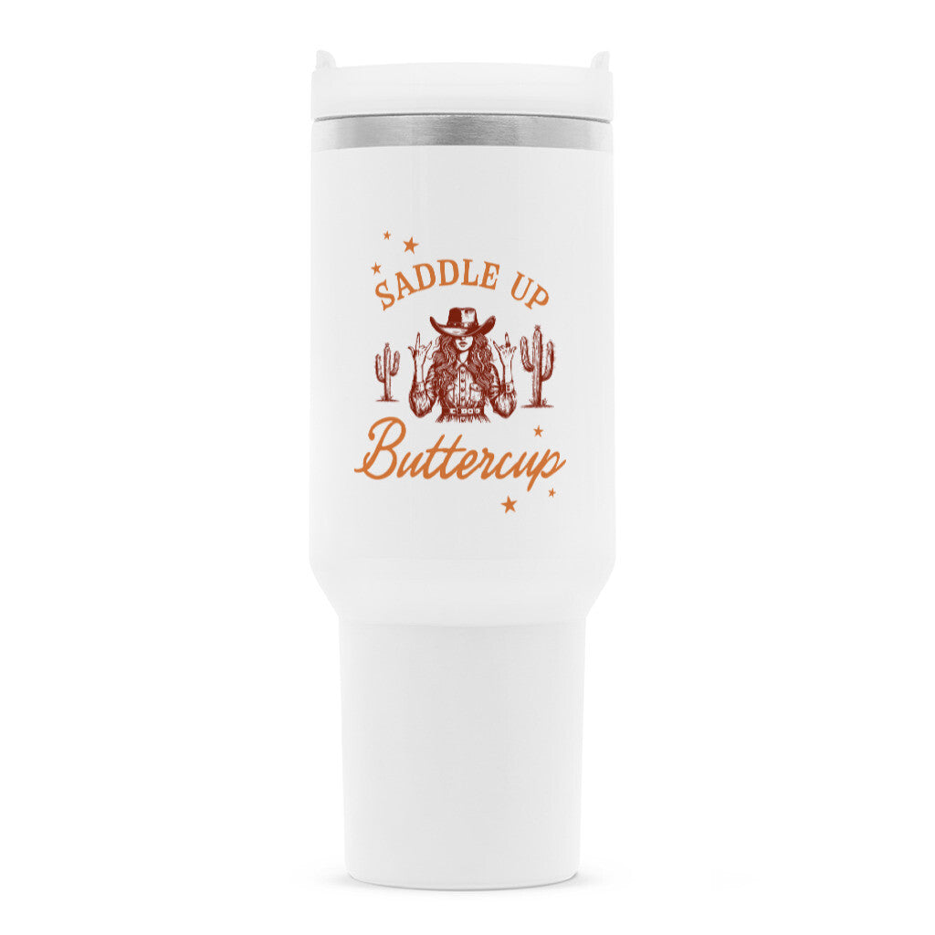 Thermobecher mit Spruch SADDLE UP BUTTERCUP - vorne