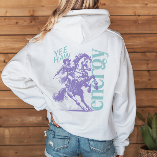 Mockup - Oversized Damen-Hoodie YEE HAW in Weiss